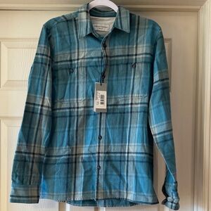 Officine Generale Teal Flannel Checkered Shirt Sz S.  NWT